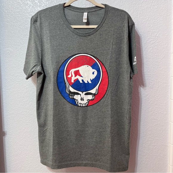 🌼Grateful Dead🌼 Momentum World Tour 2019 Buffalo/Skull Grey T-Shirt  Size Large - Picture 1 of 7